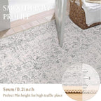 Grey Round Area Rug 5ft Entryway Door Mat Small Circle 5x5 Kitchen Vintage - Image 3