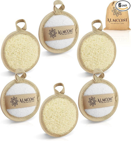 Almooni Natural Loofah Exfoliating Facial Scrubber, Made by Almooni