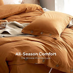 JELLYMONI 100% Washed Cotton Duvet Cover King – Soft, Breathable Linen-Look - Image 5