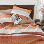 Andency Orange Quilt King, 3 Pieces Patchwork Striped Bedspread Coverlet Set - Image 6