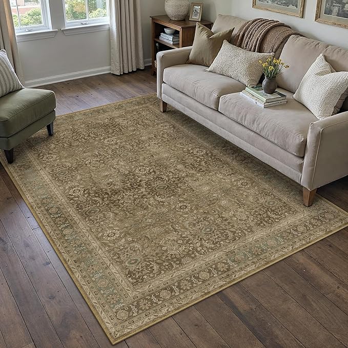 Brown 3x5 Area Rug Washable Vintage Carpet - Image 3