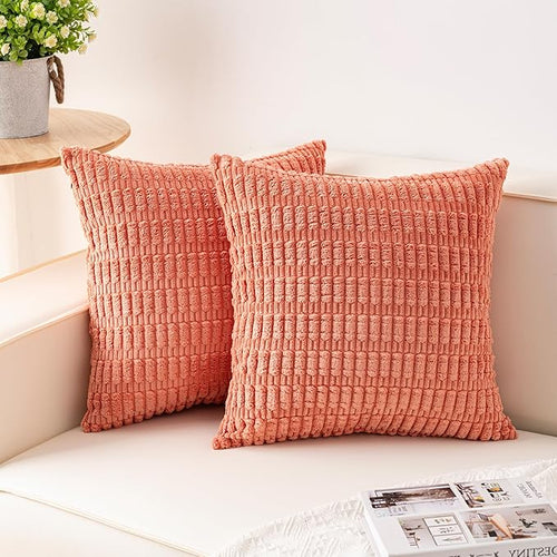 Aegero Pack of 2 Corduroy Decorative Throw Pillow Covers 18x18 InchSoft Boho by Unknown