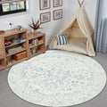 4ft Blue Round Area Rug Entryway Door Mat Small Circle 4x4 Kitchen Vintage by PureCozy