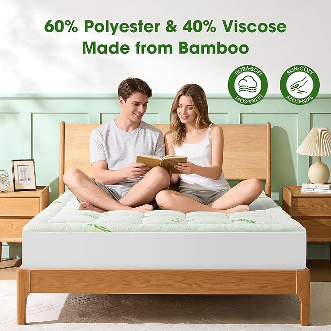 Mattress Pad Twin Size, Cooling Pillow Top Mattress Topper, Ultra Soft Viscose - Image 3