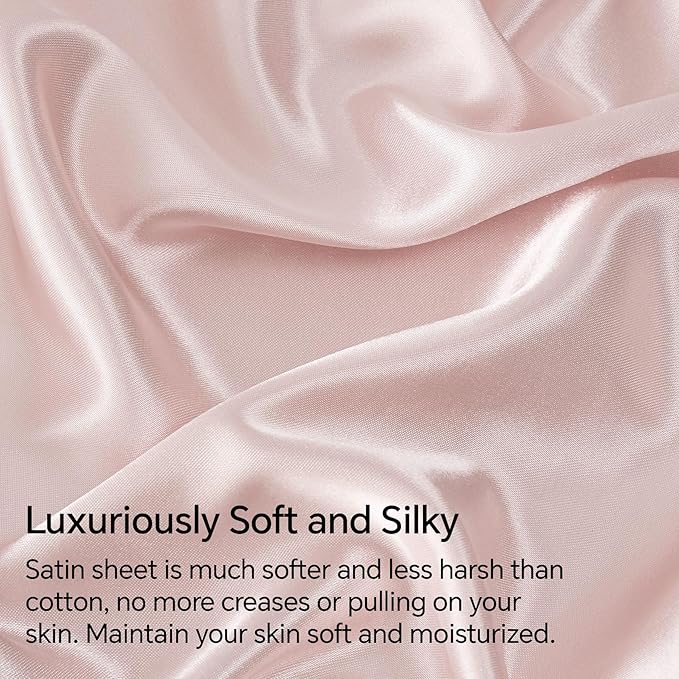 BEDELITE Satin Fitted Sheet and Pillowcase Set, Luxury Soft Similar to Silk - Image 3