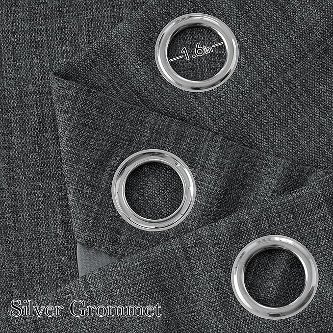 NICETOWN Faux Linen Charcoal Gray Blackout Curtains 84 inches Long - Image 2