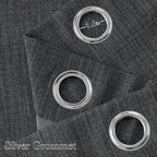 NICETOWN Faux Linen Charcoal Gray Blackout Curtains 84 inches Long - Image 2