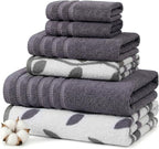 Modern Threads Natural Vine 6-Piece 100% Cotton Towel Set – Yarn Dyed Jacquard by ModernThreads