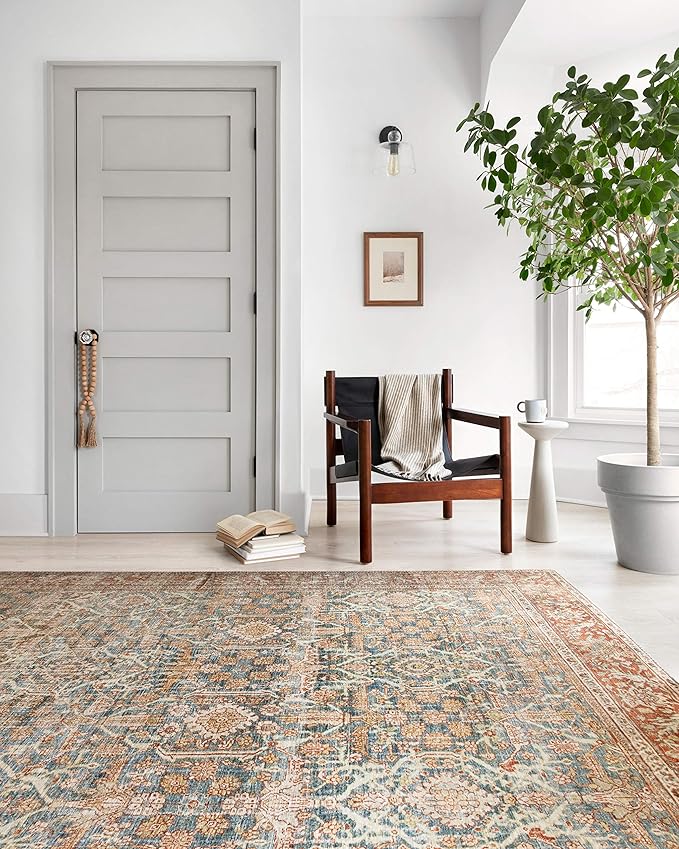 Loloi Layla Collection LAY-04 Ocean/Rust 2'-3" x 3'-9" .13" Thick Accent Rug - Image 4