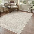 Beige 3x5 Area Rug Washable Vintage Carpet by PureCozy
