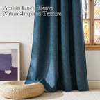 NICETOWN Faux Linen Stone Blue Blackout Curtains 84 inches Long - Image 3
