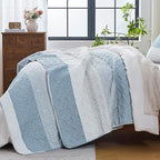 Andency California King Quilt Set Misty Blue, 3 Pieces Ultra Soft Lightweight - Image 2