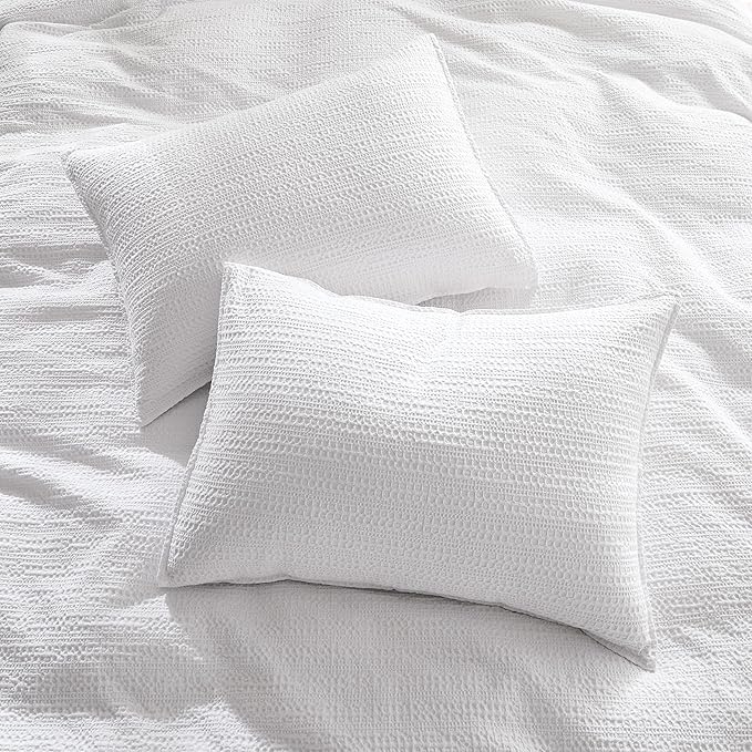 WDCOZY 100% Cotton Luxury Honeycomb Duvet Cover Set King Size - Image 3