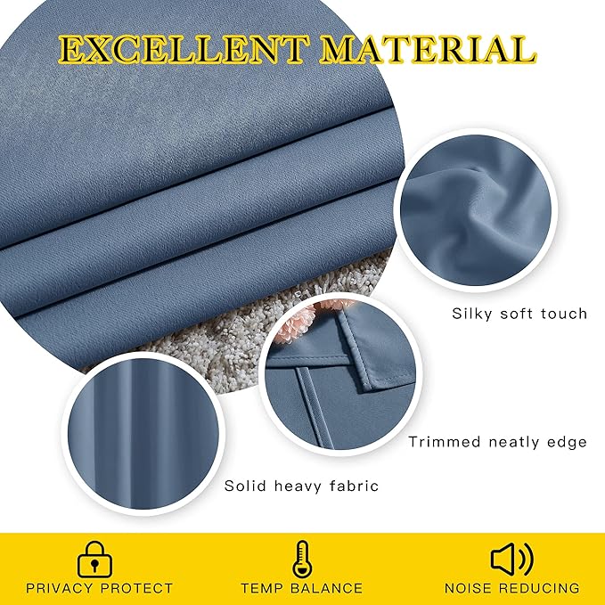 NICETOWN Stone Blue Short Curtains 36 inches Long - Image 4