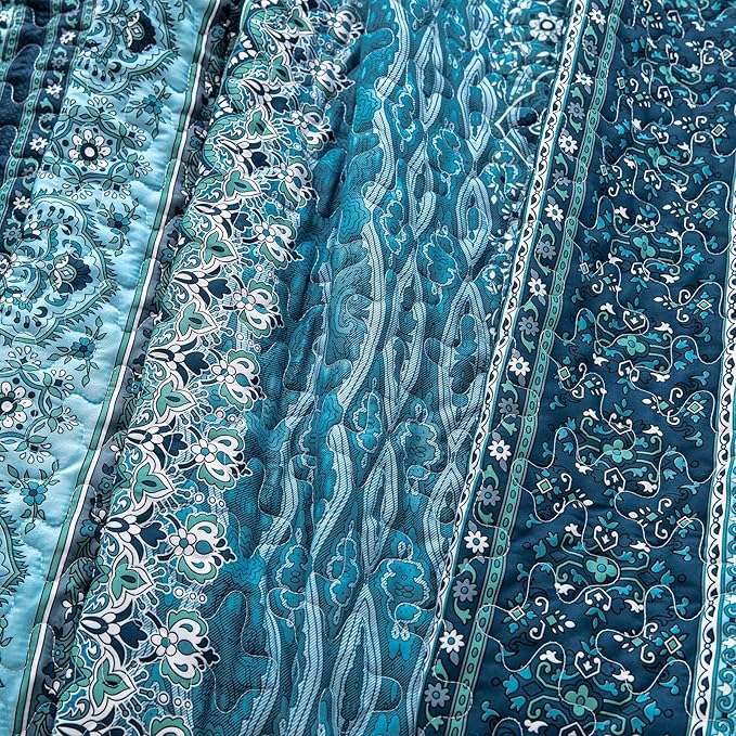 WONGS BEDDING Boho Quilt Set Twin Size, Lightweight Microfiber Bed Decor - Image 7