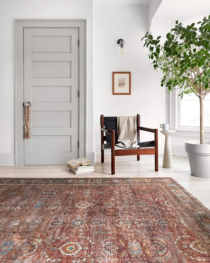 Loloi Layla Collection LAY-01 Brick/Blue 2'-6" x 12'-0" .13" Thick Runner Rug - Image 10