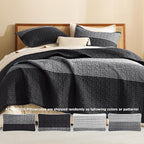 Litanika Oversized King Quilt Set Black and White, 120x120 Stripe Bedspread - Image 5