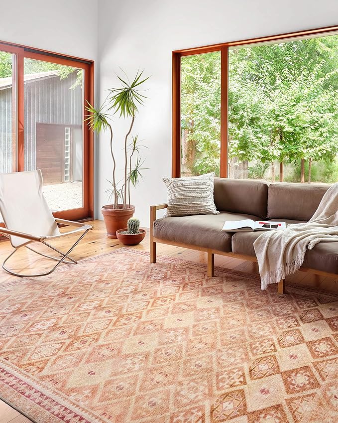 Loloi Layla Collection LAY-16 Natural/Spice 7'-6" x 9'-6" .13" Thick Area Rug by Loloi