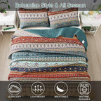 WONGS BEDDING Boho Quilt Set Twin Size, Lightweight Microfiber Bed Decor - Image 4