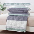 Andency Stripe Quilt Set Twin, 2 Pieces Mint Green Patchwork Striped Bedspread - Image 7