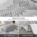 Boho Quilt Set King Size 3 Pieces Grey Aztec King Quilt Set Bohemian Bedspread - Image 4