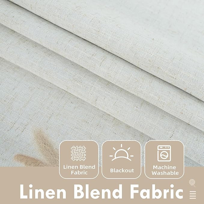 DriftAway Double Layer Linen Blackout Tie Up Curtains Thermal Insulated Fully - Image 3