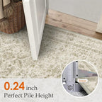 Taupe 2x8 Runner Rug Vintage Area Carpet Hallway Indoor Kitchen Washable Low - Image 2