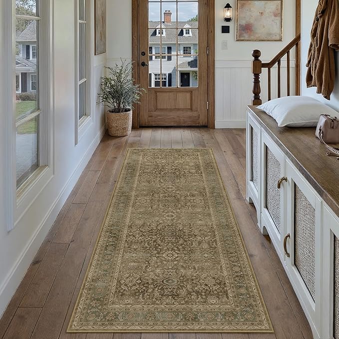 Brown 2x6 Runner Rug Washable Vintage Long Carpet by PureCozy