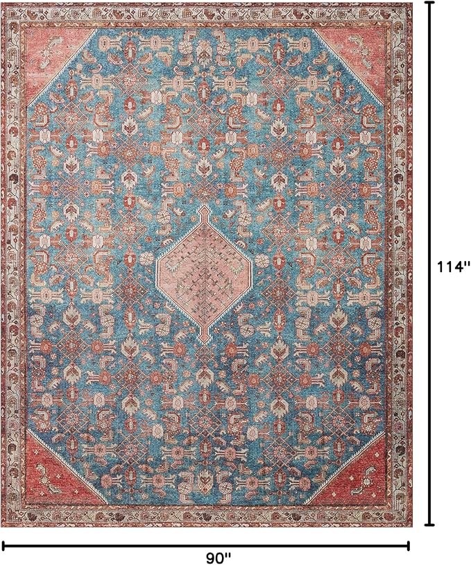 Loloi Layla Collection LAY-10 Marine/Clay 7'-6" x 9'-6" .13" Thick Area Rug - Image 2