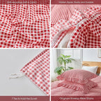 Gingham Duvet Cover Twin Size, 2 Pieces Soft Breathable Microfiber Plaid - Image 2