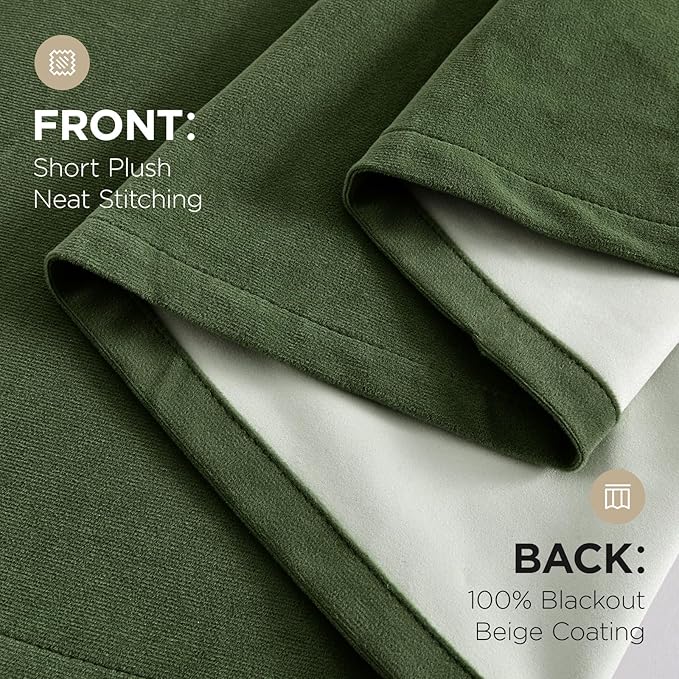 Joydeco Olive Green 100% Blackout Curtains 84 Inch 2 Panels, Luxury Thermal - Image 9