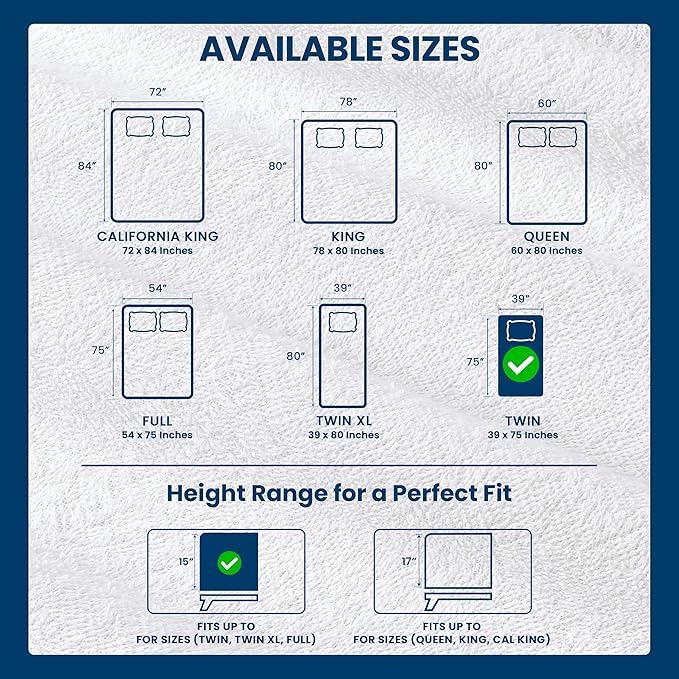 Twin Size Mattress Protector Waterproof, Premium 200 GSM Terry Mattress Cover - Image 3