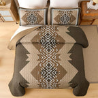 Dintszyayue Brown Quilt Set King Size Boho Aztec Texture Bedspread Coverlet Set - Image 3