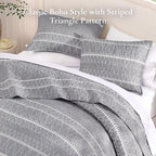 Andency Quilts Queen Size Grey, 3 Pieces Queen Quilt Bedding Set Boho - Image 4