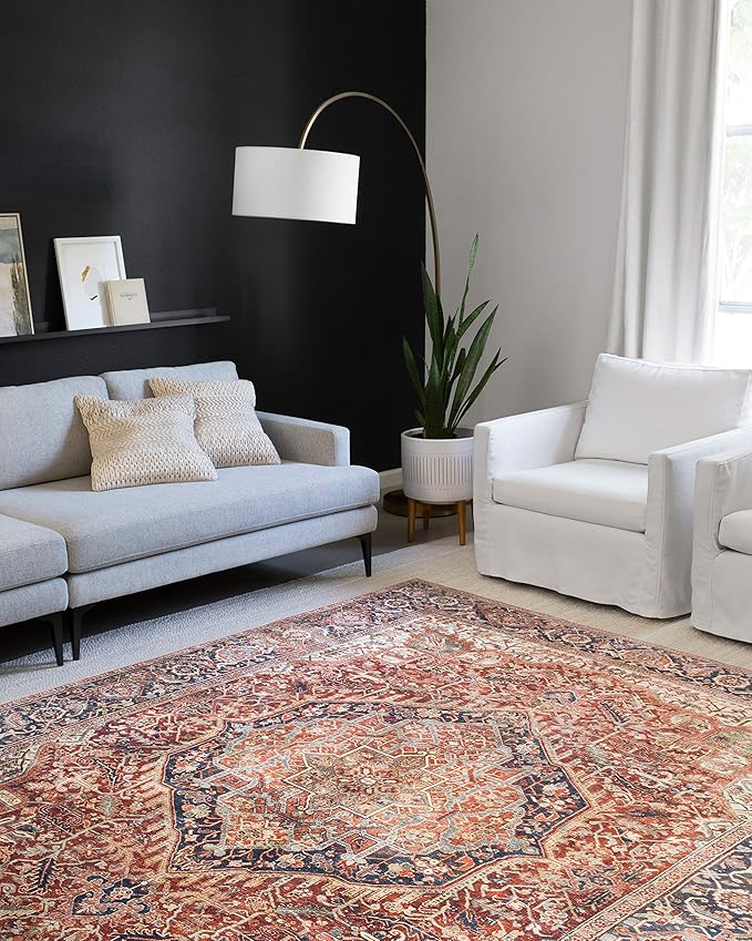 Loloi Layla Collection LAY-08 Red/Navy 2'-3" x 3'-9" .13" Thick Accent Rug - Image 2