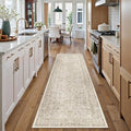 Light Brown Runner Rug 2x7 Hallway Machine Washable Kitchen Vintage Distressed by PureCozy