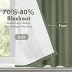 DriftAway Double Layer Linen Blackout Tie Up Curtains Thermal Insulated Fully - Image 2