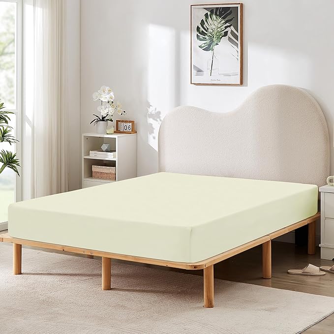 HBHLFZ King Fitted Sheet Only, Soft Breathable Bottom Sheet by HBHLFZLuxuryHomeLife
