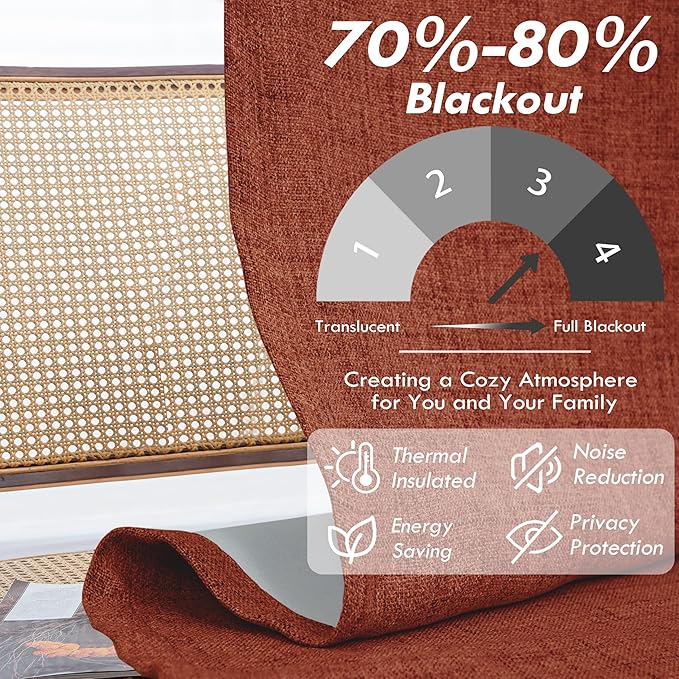 DriftAway Double Layer Linen Blackout Tie Up Curtains Thermal Insulated Fully - Image 5