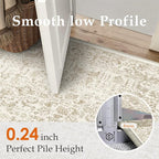 Light Brown Runner Rug 2x5 Hallway Machine Washable Kitchen Vintage Distressed - Image 3