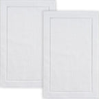 Hawmam Linen White Bath Mats, 21 x 34 inches, Banded Design, Highly Absorbent by HawmamLinen