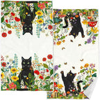 Accnicc 2 Pack Black Cat Bathroom Hand Towels Decorative Spring Floral Dish by Accnicc