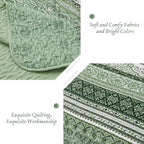 WONGS BEDDING Boho King Quilt Set, Light Green Bohemian Quilt Bedding Set - Image 5