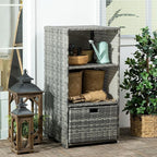 Outsunny Valet Pool Towel Rack, Waterproof PE Plastic Rattan Wicker Storage - Image 2