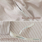 MooMee Striped Duvet Cover Set 100% Washed Cotton Linen Like Textured - Image 7