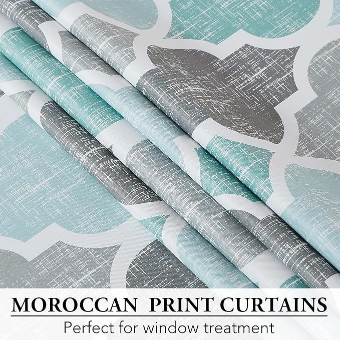 Beauoop Blackout Window Valances Curtains Geometric Quatrefoil Trellis Printed - Image 5