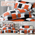 Tyrot 3 Piece Orange Grey Quilt Set King Size Black White Gray Geometric - Image 3