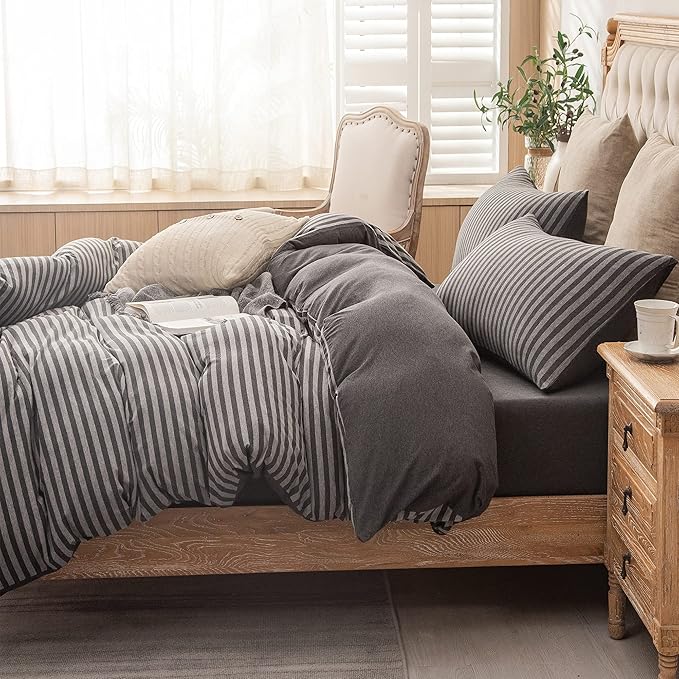 PURE ERA Jersey Knit Duvet Cover Set 100% T-Shirt Heather Cotton Super Soft - Image 2