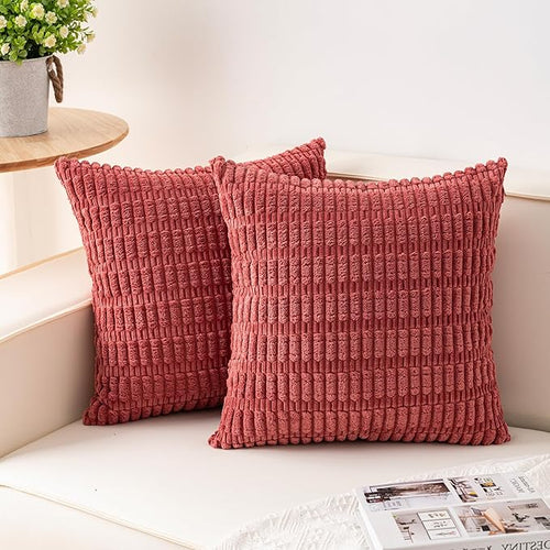 Aegero Pack of 2 Corduroy Decorative Throw Pillow Covers 24x24 Inch Soft by Unknown
