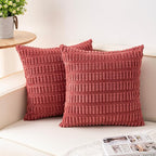 Aegero Pack of 2 Corduroy Decorative Throw Pillow Covers 16x16 Inch Soft by Unknown